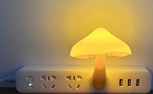 Sensor LED Mushroom Night Light - iBetterLife Plug-in Wall Dream Bed Room Nightlight for Adults Kids Cute Mushroom Lamp Cottagecore Decor for Bedroom, Bathroom, Stairs, Hallway Corridor Warm Yellow