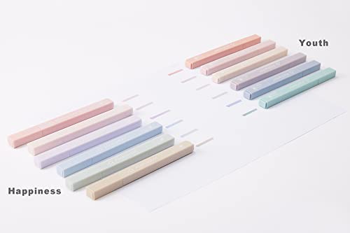 Alohaster HPSIZEE Aesthetic Cute Highlighters Mild Assorted Colors With Soft Chisel Tip, No Bleed Dry Fast Easy to Hold, for Journal Bible Planner Notes School Office Supplies, 6 Pack - Happiness