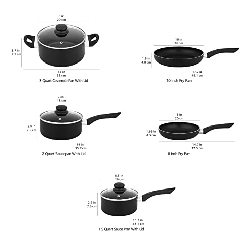 Amazon Basics Non-Stick Cookware Set, Pots and Pans - 8-Piece Set