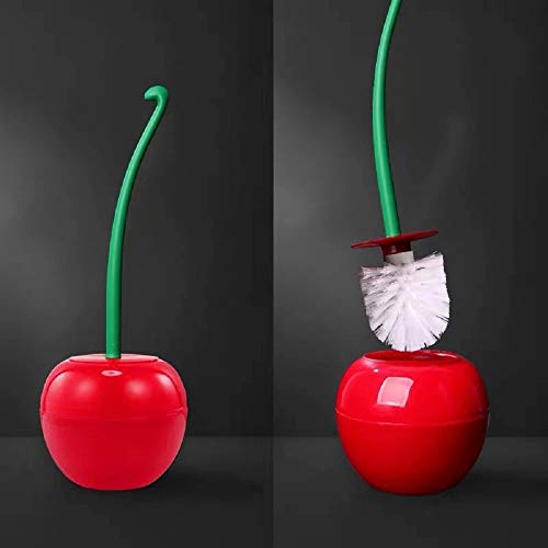 Cherry Shape Toilet Brush - Standing Toilet Brush Set - Compact Household Bathroom Red Cherry Toilet Brush (Red)