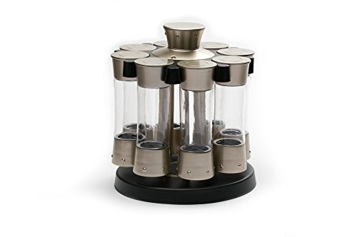 KitchenArt 80070 Elite Auto-Measure Spice Carousel Professional Series, Includes 8 Spice Jars, Satin Finish