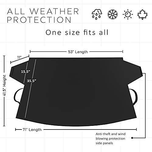 OxGord Windshield Snow Cover - Original Design - Best for Ice, Frost & Snow Removal - All Weather Winter & Summer Front Window Automotive Covers Sun & Snow-Shade - Fits Truck SUV Van Car Accessories
