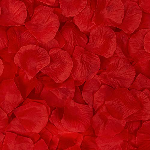 5000 Pcs Artificial Rose Petals Flowers Petals for Valentine's Day Romantic Night Decor Rose Petals for Wedding Baby Shower Engagement Birthday Party Decorations (Red)