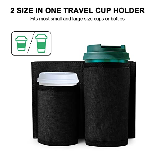 Accmor Luggage Travel Cup Holder,Universal Suitcase Luggage Cup Holder,Free Hands Suitcase Drinks Beverage Holder,Gifts for Travelers Flight Attendants,Black