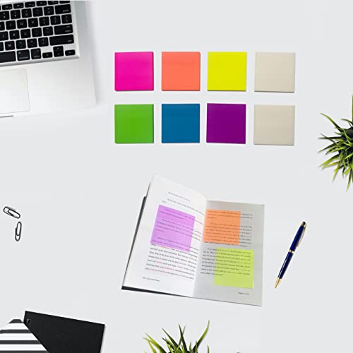 iKyce 400 Sheets Transparent Sticky Notes, 3 x 3 inch Clear Self-Sticky Annotation, Waterproof Translucent Color Memo Pad, See Through Office & School Supplies, 50 Sheets Per Pad , 8 Pads in Total