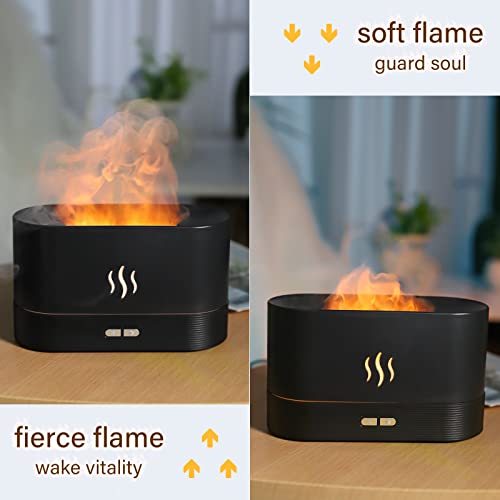 Depulat Flame Air Diffuser,Humidifier,Portable-Noiseless Aroma Diffuser for Home,Office or Yoga Essential Oil Diffuser with No-Water Auto-Off Protection(Black)…