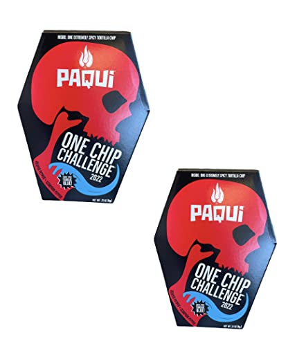 Paqui Carolina Reaper Madness - 2022 One Chip Challenge Tortilla Chip Includes Munchie Box Sticker (( 2 ) Chips), 0.21 Ounce (Pack of 2)