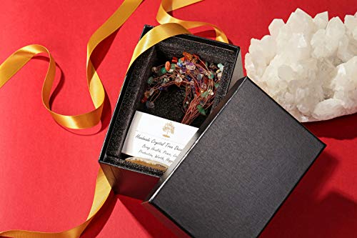 JOVIVI Natural 7 Chakra Healing Crystals Quartz Tree Tumbled Gemstone Stones Money Tree, Geode Agate Slices Base Feng Shui Ornaments Home Decoration for Wealth and Luck 5.5"-6.3"
