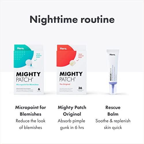 Mighty Patch Original from Hero Cosmetics - Hydrocolloid Acne Pimple Patch for Covering Zits and Blemishes, Spot Stickers for Face and Skin, Vegan-friendly and Not Tested on Animals (36 Count)