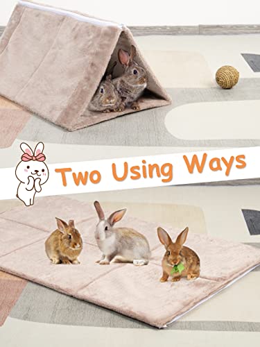 Bigmeta Large Foldable Rabbit House Bed- 21.6" × 13”× 9" Warm Bunny Bed of Stable Structure Rabbit Hideout with Zipper Triangle Tent Bed for Kitten Guinea Pig Chinchilla Hamster or Other Small Animal