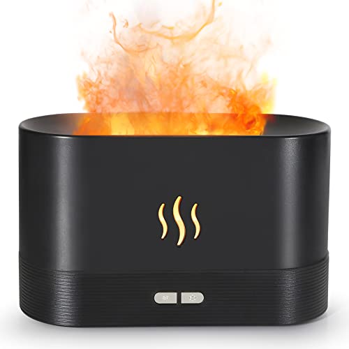 Depulat Flame Air Diffuser,Humidifier,Portable-Noiseless Aroma Diffuser for Home,Office or Yoga Essential Oil Diffuser with No-Water Auto-Off Protection(Black)…