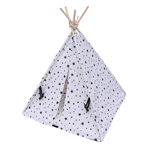 Baluue Pet Teepee with Cushion Indoor Pet Tent Bed Outdoor Dog Tent Detachable Washable Breathable Pet Houses for Small Pet Dog