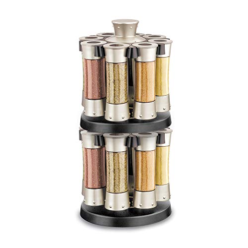 KitchenArt 80070 Elite Auto-Measure Spice Carousel Professional Series, Includes 8 Spice Jars, Satin Finish