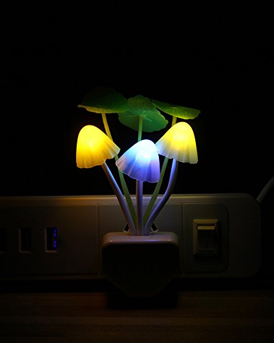 Rienar Sensor Led Night Light, Color Changing Plug-in LED Mushroom Dream Bed Lamp