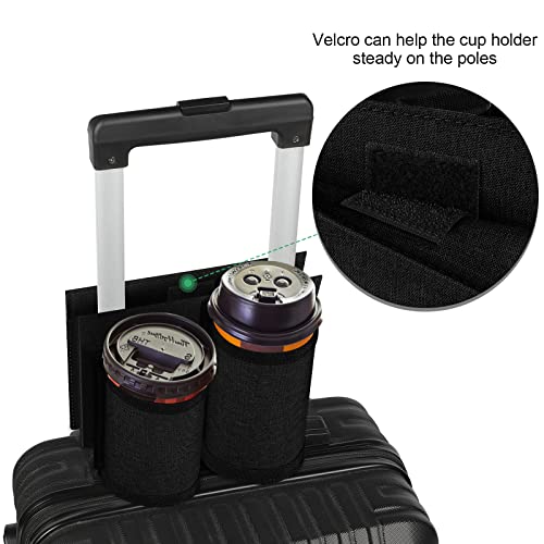 Accmor Luggage Travel Cup Holder,Universal Suitcase Luggage Cup Holder,Free Hands Suitcase Drinks Beverage Holder,Gifts for Travelers Flight Attendants,Black