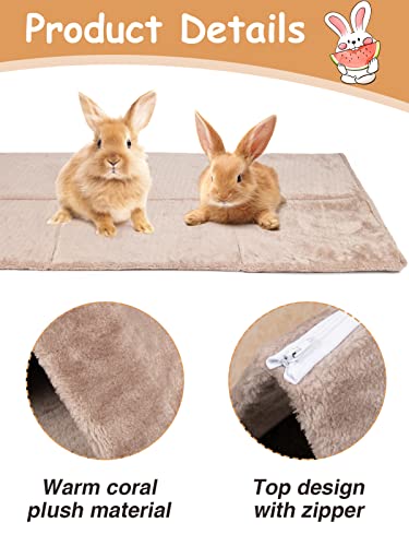 Bigmeta Large Foldable Rabbit House Bed- 21.6" × 13”× 9" Warm Bunny Bed of Stable Structure Rabbit Hideout with Zipper Triangle Tent Bed for Kitten Guinea Pig Chinchilla Hamster or Other Small Animal