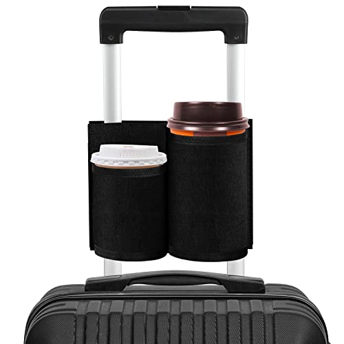 Accmor Luggage Travel Cup Holder,Universal Suitcase Luggage Cup Holder,Free Hands Suitcase Drinks Beverage Holder,Gifts for Travelers Flight Attendants,Black
