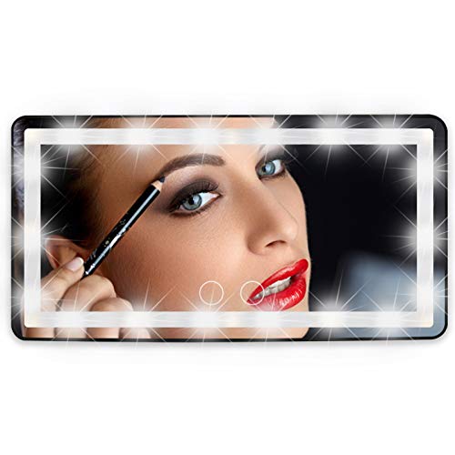 Car Sun Visor Vanity Mirror, Makeup Mirror with 3 Light Modes & 60 LEDs, Rechargeable Led Light Car Mirror with Dimmable Touch Screen, Rear View Sun-Shading Travel Cosmetic Mirror for Car Truck SUV