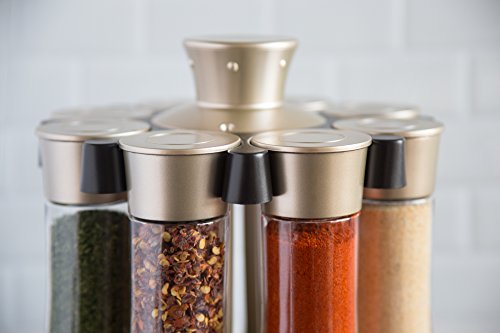 KitchenArt 80070 Elite Auto-Measure Spice Carousel Professional Series, Includes 8 Spice Jars, Satin Finish