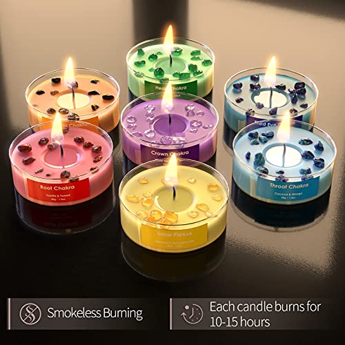 Chakra Candles Set of 7,Meditation Crystal Scented Candles Gift Set for Women, Spiritual Healing Candles for Promotes Positive Energy,Yoga,Cleansing,Manifesting,Relaxation