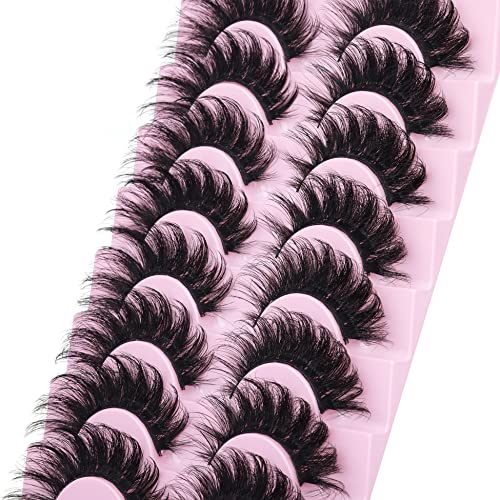 Fluffy Lashes Cat Eye D Curl Dramatic Faux Mink Lash Wispy 20MM Long Volume False Eyelashes That Look Like Extension 8 Pairs by Mavphnee