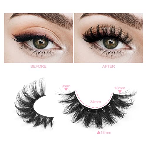 Fluffy Lashes Cat Eye D Curl Dramatic Faux Mink Lash Wispy 20MM Long Volume False Eyelashes That Look Like Extension 8 Pairs by Mavphnee