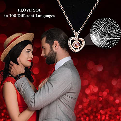 Czkonore Gifts for Women Preserved Red Real Rose with I Love You Necklace in 100 Languages, Enchanted Rose Flower Gifts for Mom Wife Girlfriend Her on Mothers Day Anniversary Christmas