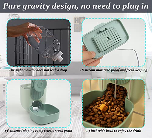 Kenond 35oz Hanging Automatic Pet Food Water Dispenser, Auto Gravity Pet Feeder and Waterer Set, Cage Cat Food Bowl Dog Feeding Station for Puppy and Kitten Rabbit Chinchilla Hedgehog Ferret (Green) …