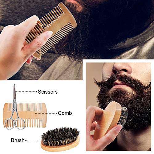 Beard Kit Beard Growth Grooming Kit w/Beard Foam/Shampoo/Wash Beard Growth Oil Serum Balm Brush Comb Scissor Bag e-Book Christmas Stocking Stuffers Gifts Ideas for Men Him Dad Boyfriend Husband Mens