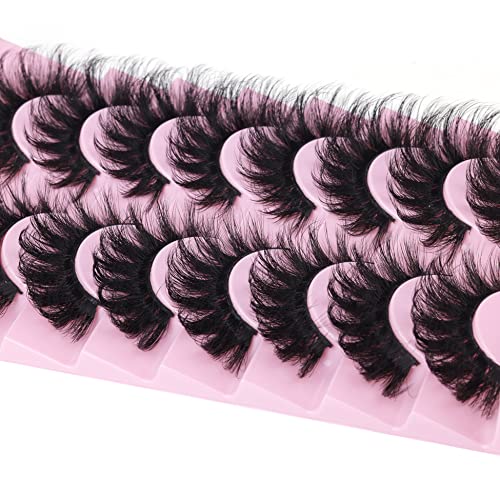 Fluffy Lashes Cat Eye D Curl Dramatic Faux Mink Lash Wispy 20MM Long Volume False Eyelashes That Look Like Extension 8 Pairs by Mavphnee