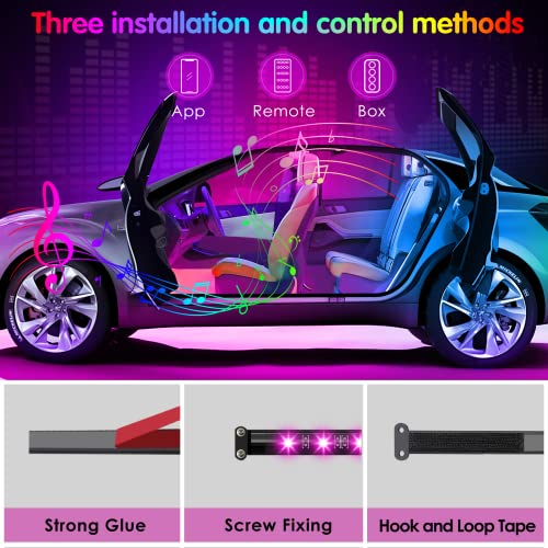 Interior Car Lights Keepsmile Car Accessories Car Led Lights APP Control with Remote Music Sync Color Change RGB Under Dash Car Lighting with Car Charger 12V 2A LED Lights for Car (RGB)