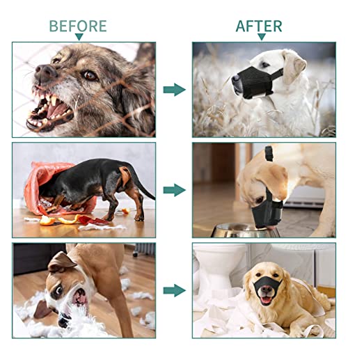 HEELE Dog Muzzle,Soft Nylon Muzzle Anti Biting Barking Chewing,Air Mesh Breathable Drinkable Adjustable Loop Pets Muzzle for Small Medium Large Dogs 4 Colors 4 Sizes