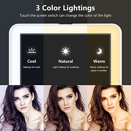 Travel Makeup Mirror with 10X Magnifying Mirror, Vanity Mirror with 80LEDs, 3 Color Lighting, Rechargeable 2000mAh Batteries, Portable Ultra Slim Lighted Makeup Mirror, Travel Essentials for Women