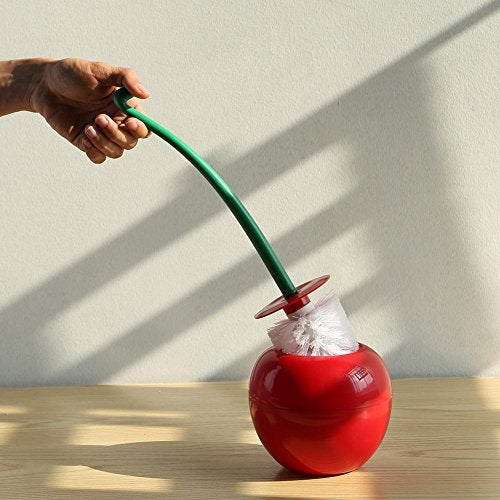 Cherry Shape Toilet Brush - Standing Toilet Brush Set - Compact Household Bathroom Red Cherry Toilet Brush (Red)