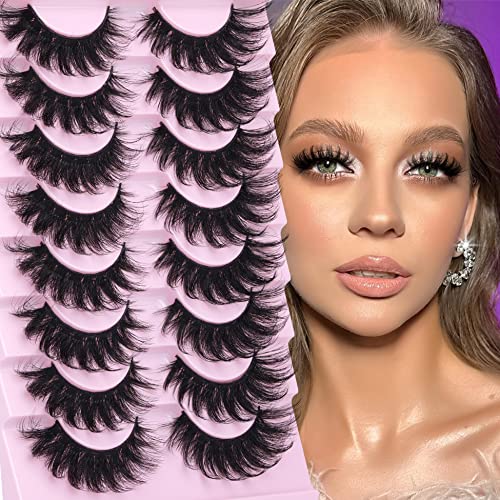 Fluffy Lashes Cat Eye D Curl Dramatic Faux Mink Lash Wispy 20MM Long Volume False Eyelashes That Look Like Extension 8 Pairs by Mavphnee