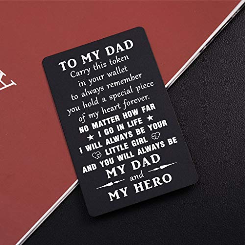 TANWIH Dad I Will Always Be Your Little Girl, Dad Birthday Gifts Wallet Card Insert from Daughter, Father of the Bride Gifts, My Hero Dad, Deployment Gifts, Fathers Day, Christmas