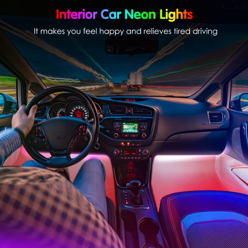 Interior Car Lights Keepsmile Car Accessories Car Led Lights APP Control with Remote Music Sync Color Change RGB Under Dash Car Lighting with Car Charger 12V 2A LED Lights for Car (RGB)