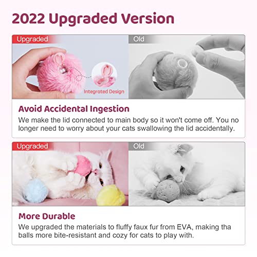 Potaroma Chirping Cat Toys Balls with SilverVine Catnip, 2022 Upgraded, 3 Pack Fluffy Interactive Cat Kicker, 3 Lifelike Animal Sounds, Kitty Kitten Catnip Exercise Toys