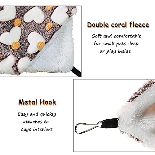 Pet Small Animal Cage Hammock Guinea Pig Rat Hammock- Soft Warm Bunkbed Hammock-Fit for Kitten,Ferret,Squirrel,Chinchilla,Rat,Hamster or Other Small Animals -13.39'' x 13.39'' (Love Coffee)