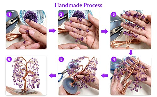 JOVIVI Natural 7 Chakra Healing Crystals Quartz Tree Tumbled Gemstone Stones Money Tree, Geode Agate Slices Base Feng Shui Ornaments Home Decoration for Wealth and Luck 5.5"-6.3"