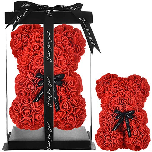 Valentines Day Gifts For Her Valentines Day Gifts Rose Bear Rose Teddy Bear Mothers Day Mom Gifts For Women Gifts For Birthday Girlfriend Gifts Mothers Day For Anniversary Christmas Unique Gifts (Red)