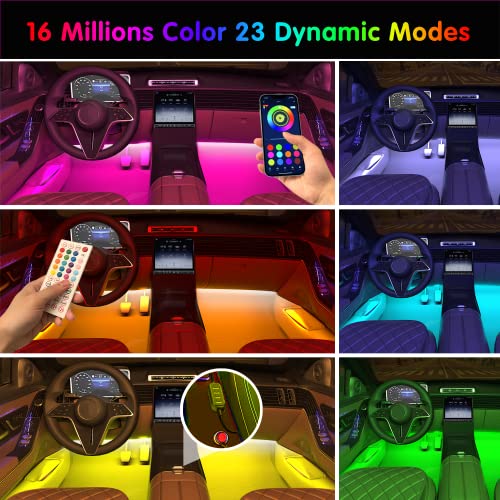 Interior Car Lights Keepsmile Car Accessories Car Led Lights APP Control with Remote Music Sync Color Change RGB Under Dash Car Lighting with Car Charger 12V 2A LED Lights for Car (RGB)