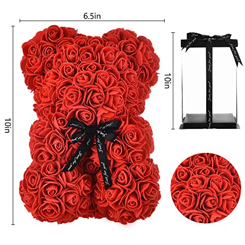 Valentines Day Gifts For Her Valentines Day Gifts Rose Bear Rose Teddy Bear Mothers Day Mom Gifts For Women Gifts For Birthday Girlfriend Gifts Mothers Day For Anniversary Christmas Unique Gifts (Red)