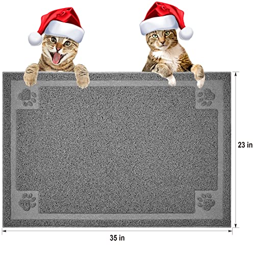 UPSKY Large Cat Litter Mat Trapper 35"×23" Traps Litter from Box and Paws Scatter Control for Litter Box Soft on Sensitive Kitty Paws Easy to Clean Durable (Grey)