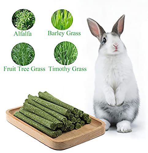 LSSH GmbH 20PCS Natural Timothy Hay Sticks, Timothy Grass Molar Stick Chew Toys for Rabbits, Chinchillas, Guinea Pigs, Hamsters and Other Small Animals Treats.