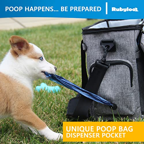Rubyloo The Original Doggy Bag™- Dog Travel Bag for Supplies with 2 BPA-Free Collapsible Dog Bowls, 2 Dog Food Travel Containers-A Dog Travel Kit for Road Trips or Weekend Away. Airline Approved