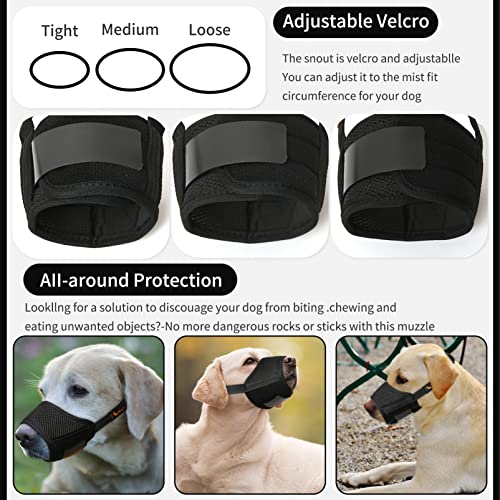 HEELE Dog Muzzle,Soft Nylon Muzzle Anti Biting Barking Chewing,Air Mesh Breathable Drinkable Adjustable Loop Pets Muzzle for Small Medium Large Dogs 4 Colors 4 Sizes
