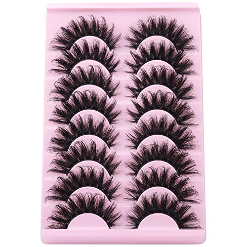 Fluffy Lashes Cat Eye D Curl Dramatic Faux Mink Lash Wispy 20MM Long Volume False Eyelashes That Look Like Extension 8 Pairs by Mavphnee