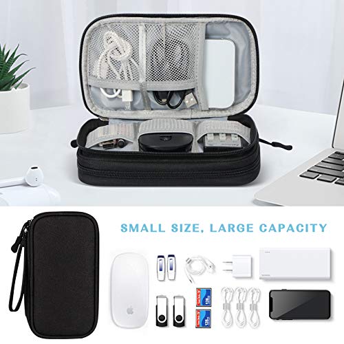 FYY Electronic Organizer, Travel Cable Organizer Bag Pouch Electronic Accessories Carry Case Portable Waterproof Double Layers All-in-One Storage Bag for Cable, Cord, Charger, Phone, Earphone Black