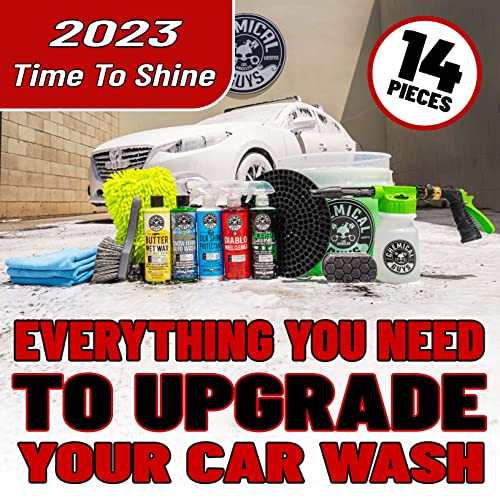 Chemical Guys HOL126 14-Piece Arsenal Builder Car Wash Kit with Foam Gun, Bucket and (5) 16 oz Car Care Cleaning Chemicals (Works w/Garden Hose)